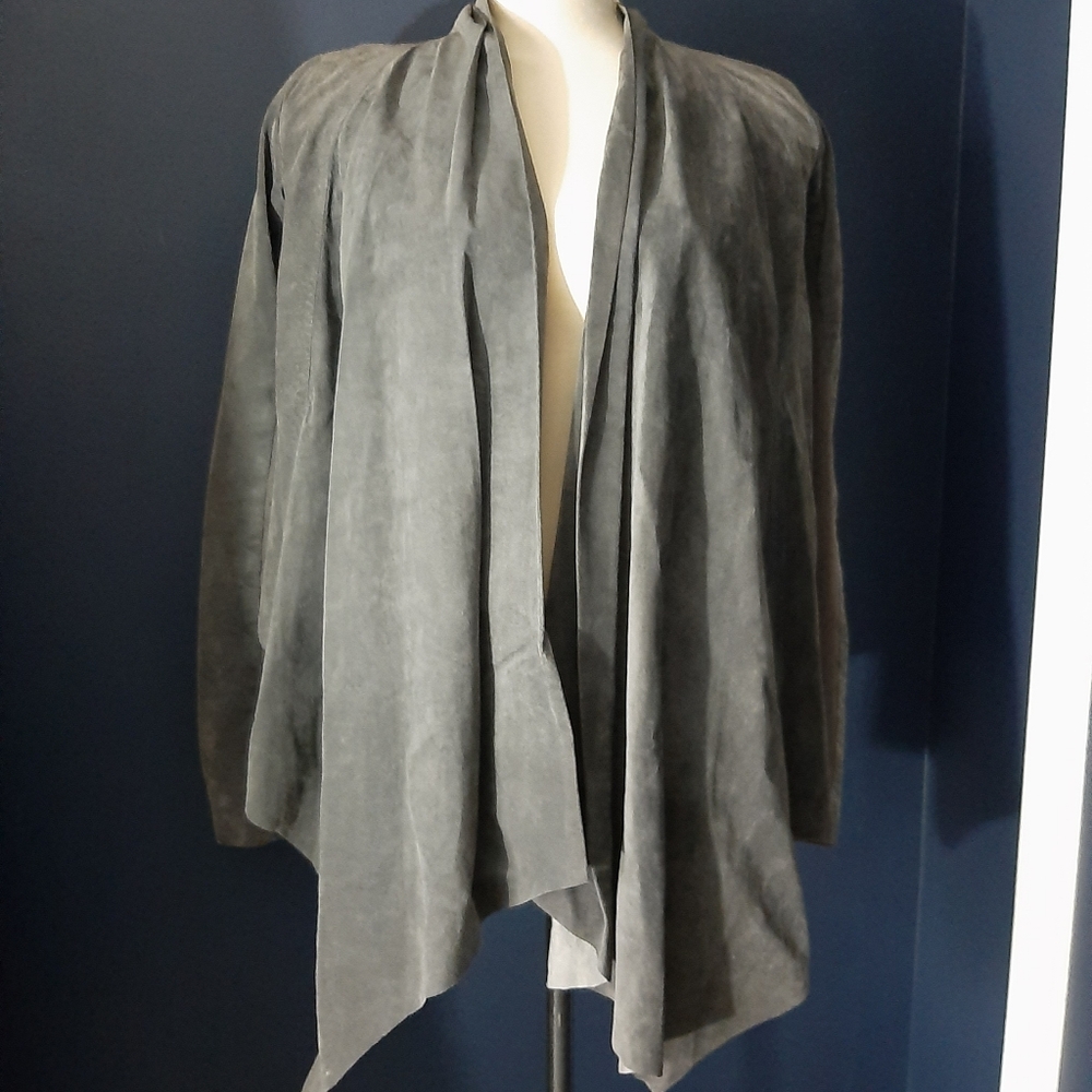 Greta Constantine Daniel grey leather coat 2xs